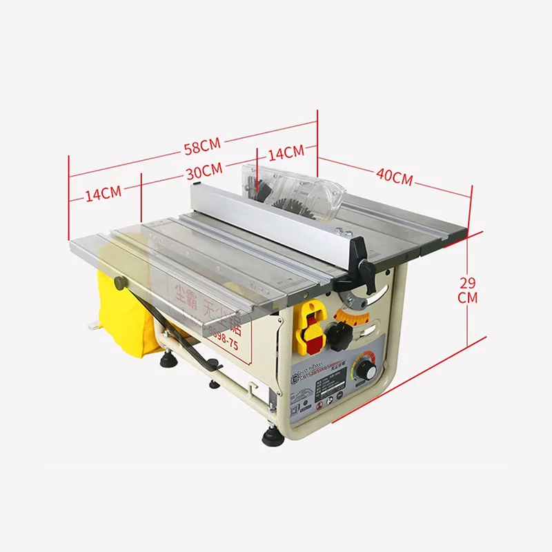 แบบพกพาโต๊ะไม้เลื่อยไฟฟ้า Multi-Function 45 องศาความแม่นยําป้องกันฝุ่นตกแต่งเครื่องตัด