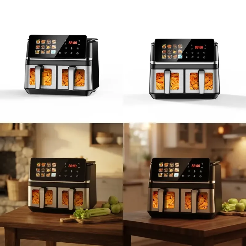 for  Oil-free Double-layer Air Fryer 10L High-capacity Double-basket with Touchscreen Control and Oil-free Convection Heating