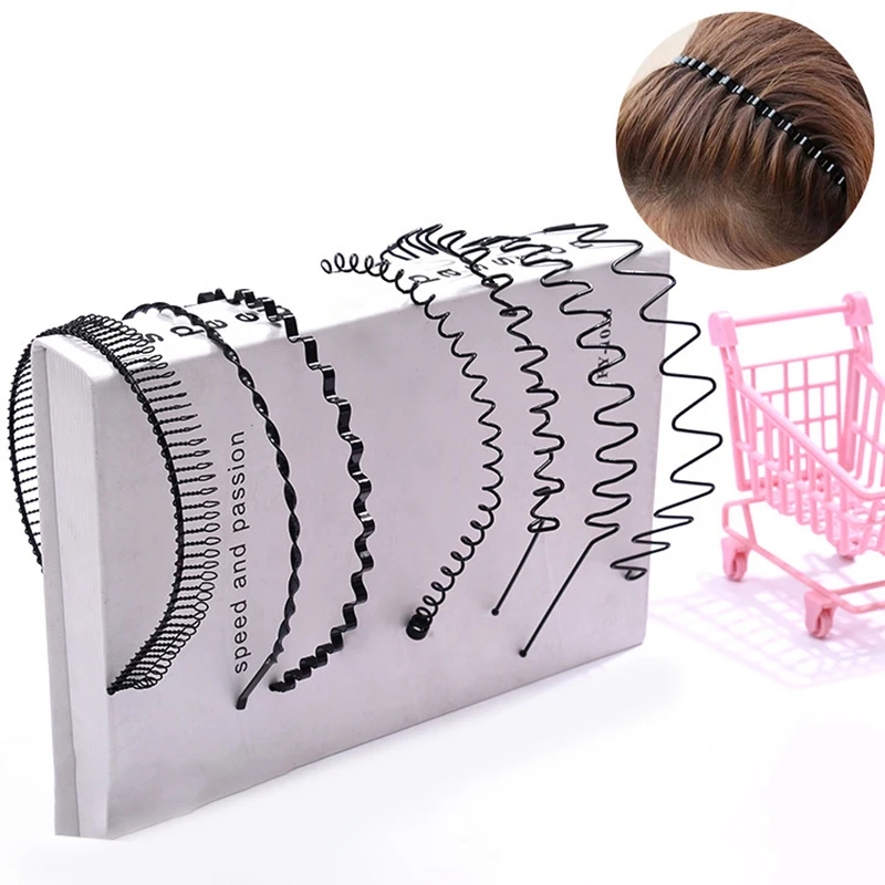 

Металлическая повязка на голову для мужчин и женщин, унисекс, обруч для волос с черной волной, повязка на голову для мытья лица, ширина 5 мм, модная простая спортивная повязка для волос, аксессуары для волос