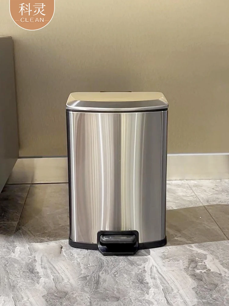 

Stainless Steel Foot Pedal Trash Can Kitchen Bathroom Commercial High End Simple Design with Lid for Home Use Square Shape 12...