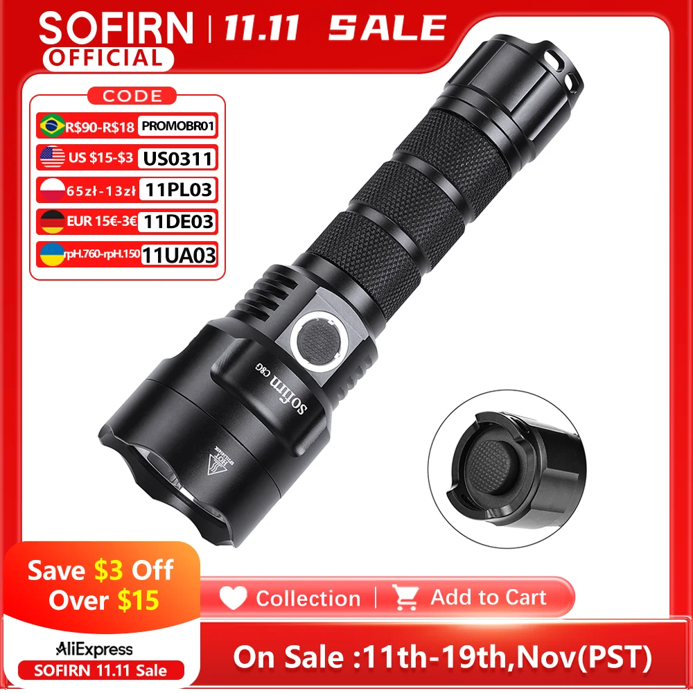 C8G Tactical LED Flashlight 2000lm