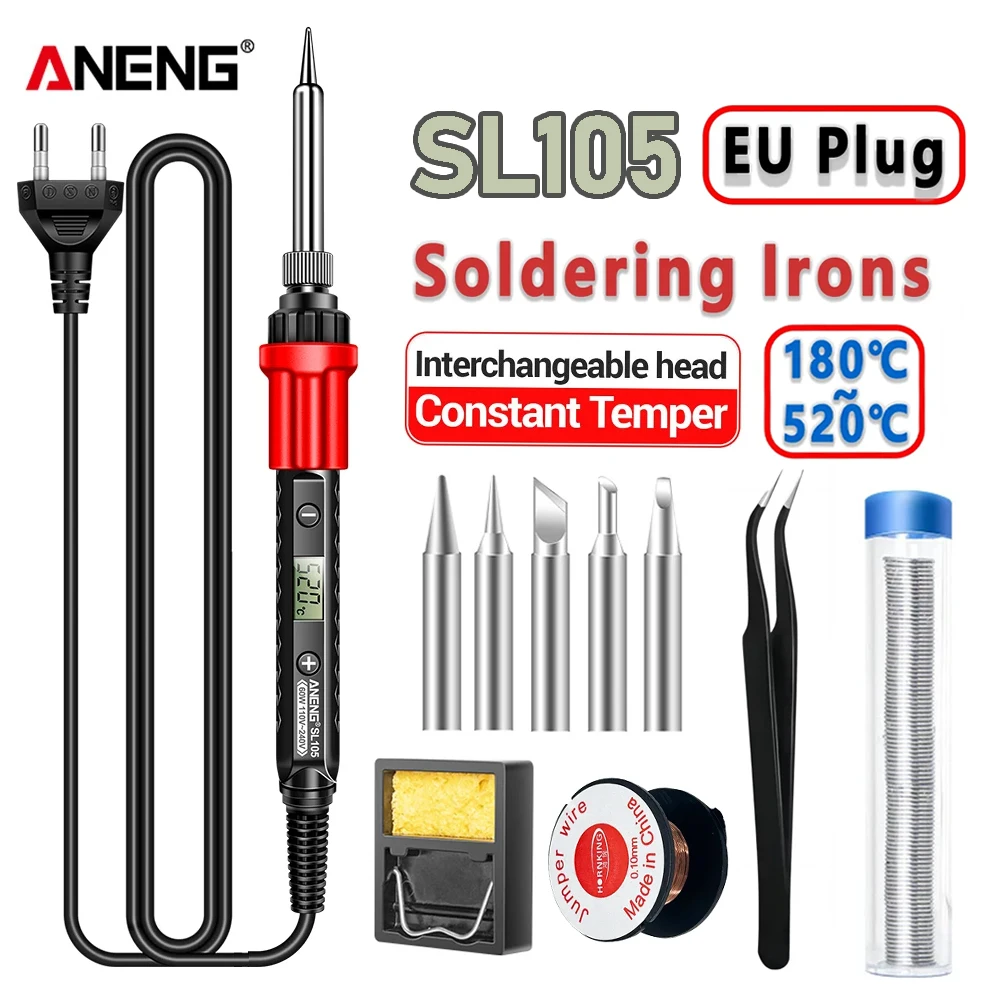 

Паяльник ANENG SL105 Smart: быстрое паяльное оборудование, вилка US/EU, 110-240В, инструмент для ремонта с нагревом, с паяльным жалом и оловом для пайки