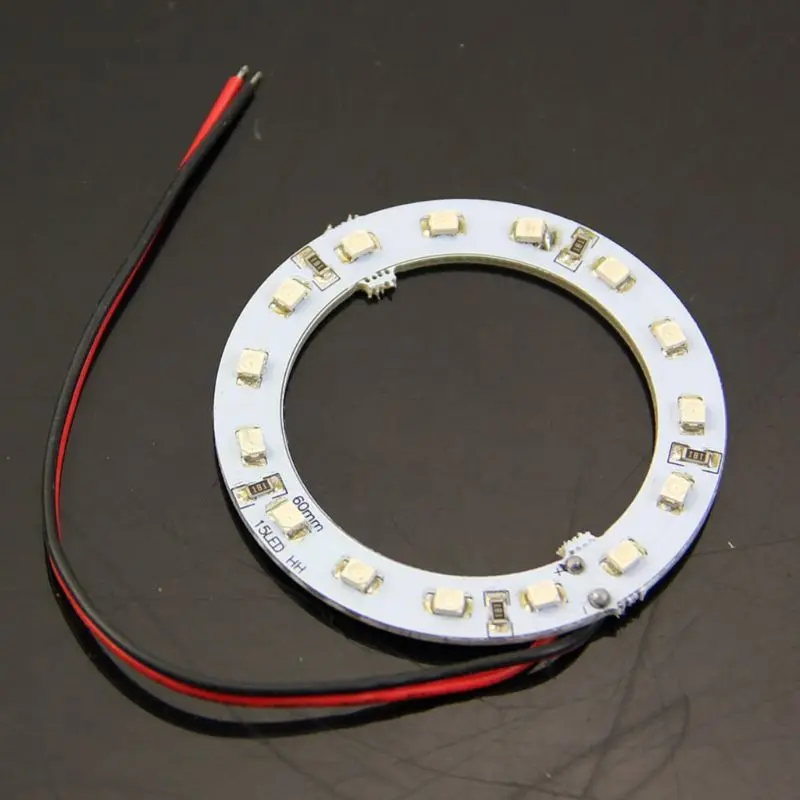 QM 2x 12V 60MM 15 LED 3528 chip SMD Car Angel Eyes Bright Red Ring Light New