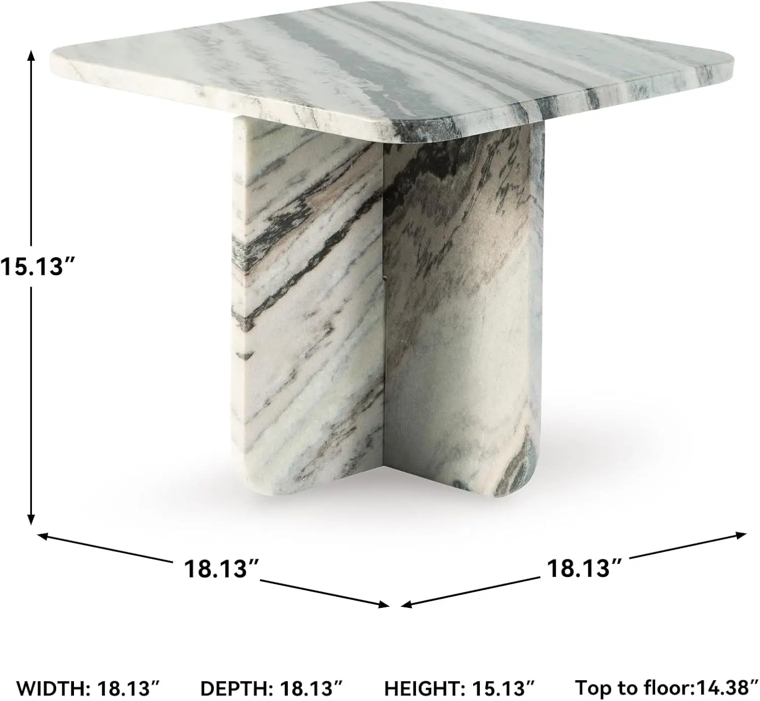 Signature Design by Ashley Baretton Contemporary Marble Accent Coffee Table with Cross Pedestal Base, Black & White