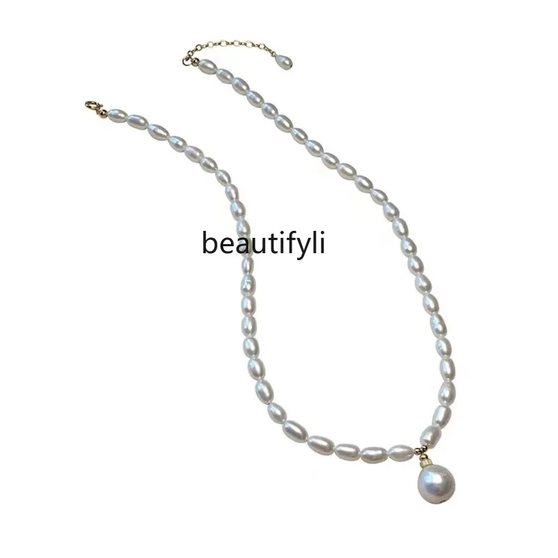 

Natural freshwater pearl necklace women's new design sense niche premium collarbone chain spring and summer sweater neck chain