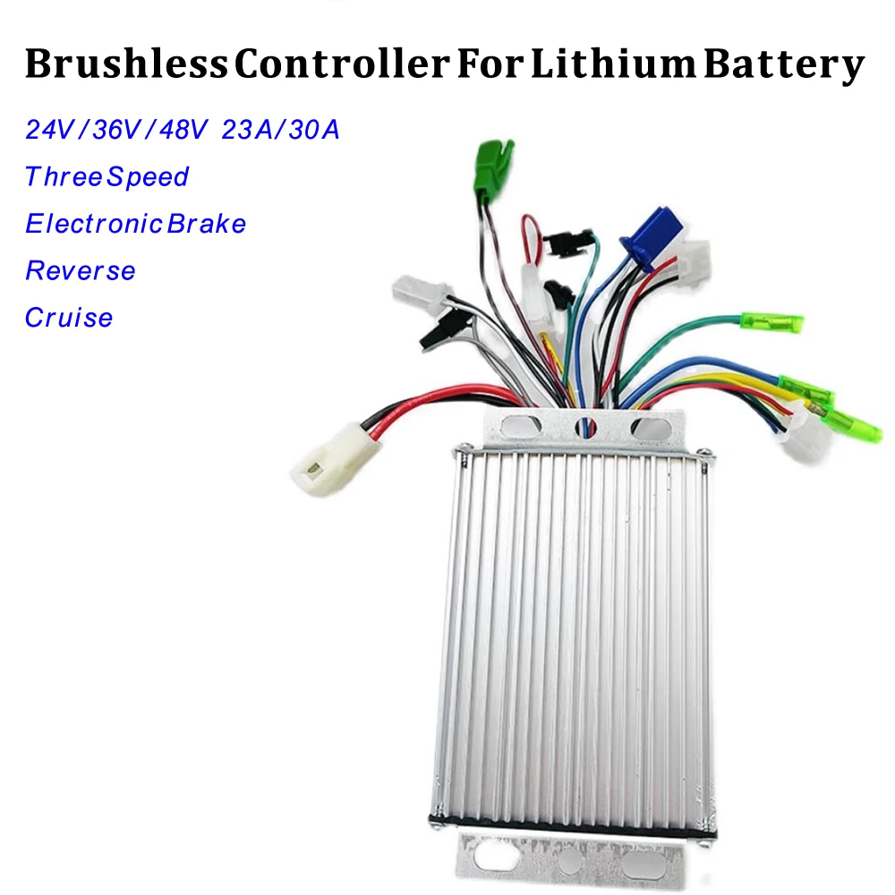 24V36V48V 23A 50A Brushless Controller For Lithium Battery Electric Scooter Handcart Electronic Brake Reverse Three Speed Cruise