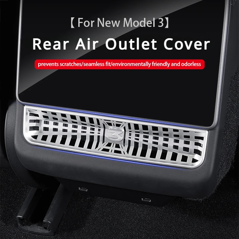 

For Tesla Model 3+ Highland 2024 Rear Air Outlet Cover Conditioning Vent Protective Cover Anti Blocking for Tesla New Model 3