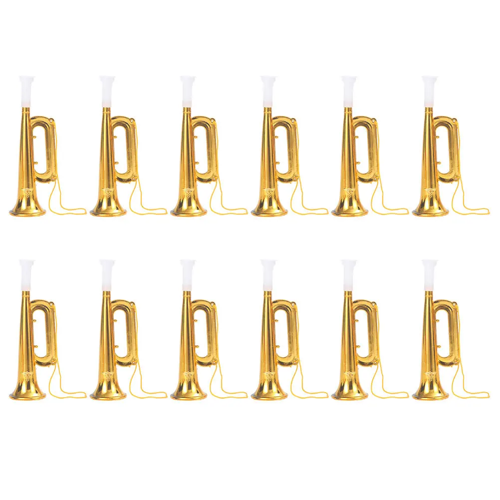 12Pcs Plastic Trumpet Interesting Musical Instrument for Kids Safe ABS Material Compact Children Supplies Small Trumpet
