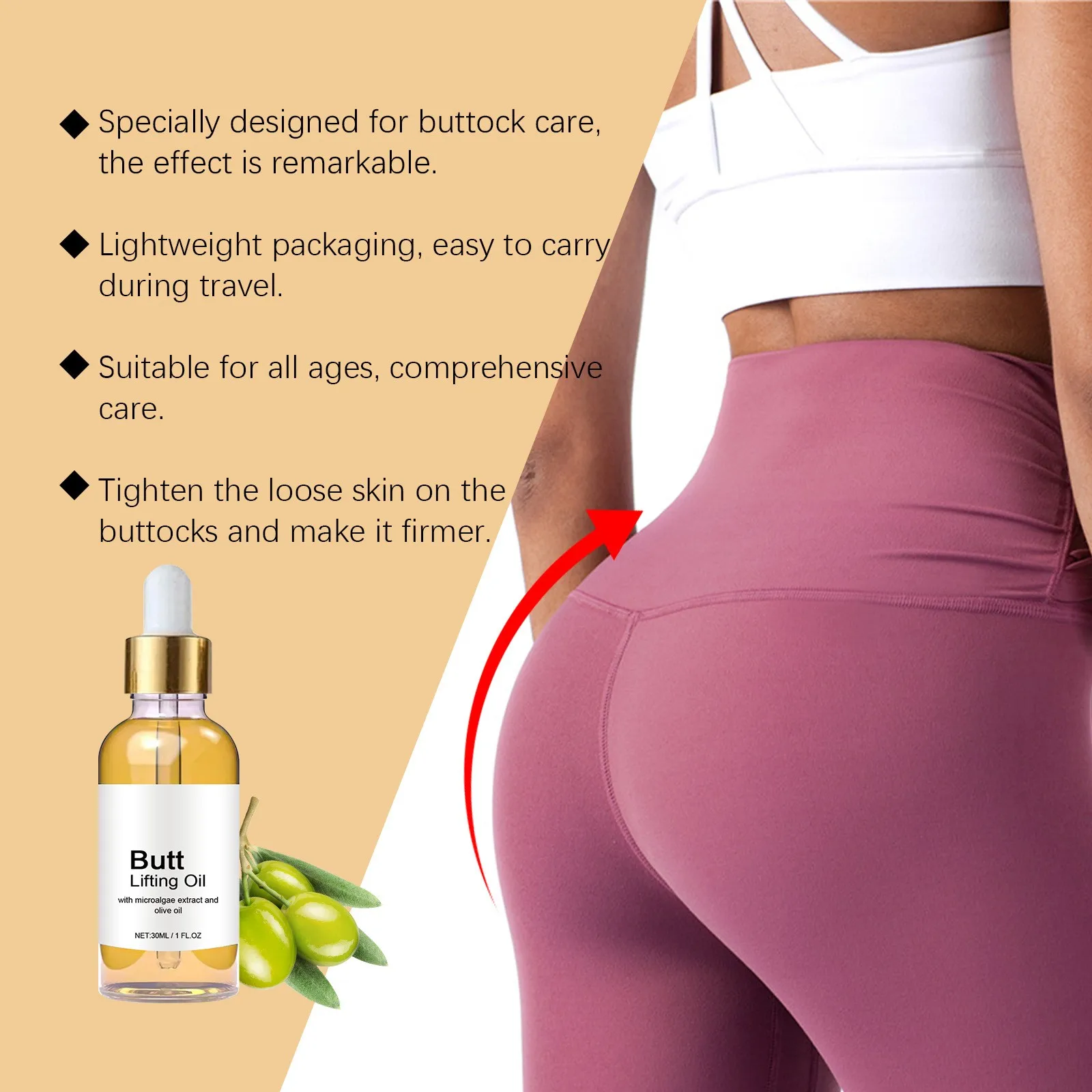 Moisturizing And Firming Skin Essential Oil Butt Care Nourishes Skin Firming Elastic Oil Moisturizing Body Lift Massage Oil