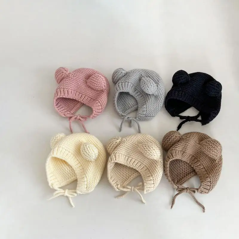 MiniAinis Autumn Winter New Baby Boys Ear Protection Hat To Keep Warm Newborn Girls Knitted Cute Casual Caps To Protect Ears