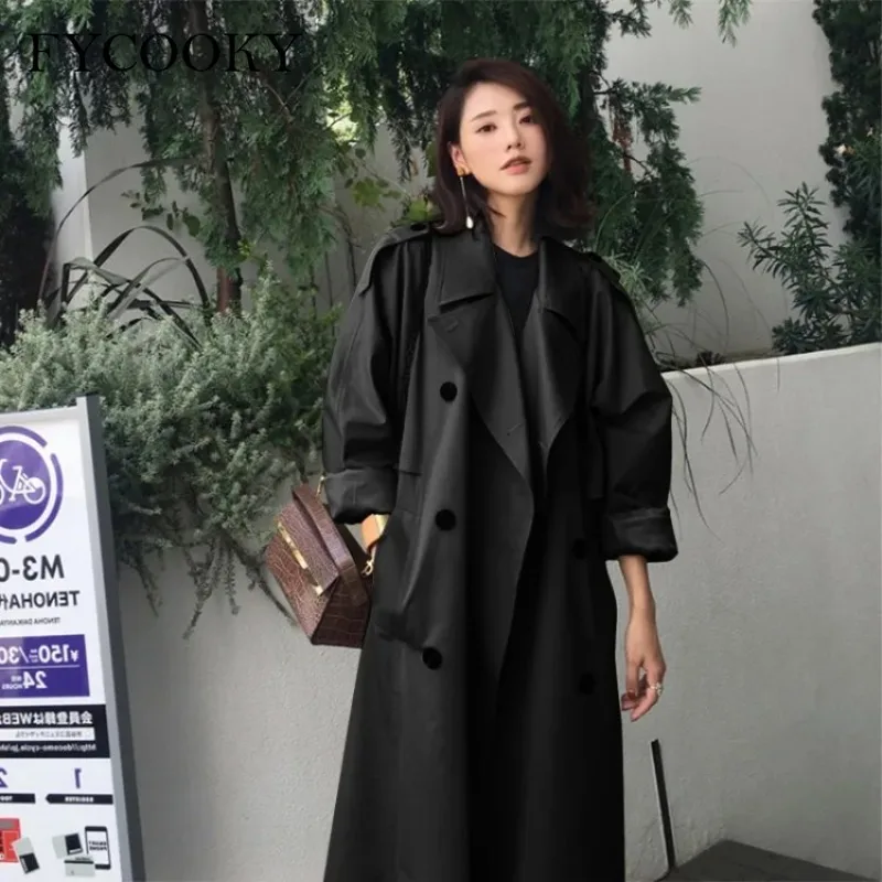 

2025 Trench Women Winter Classic Double Breasted Long Jacket with Belt Female Solid Lapels Windbreaker Autumn Coat for Woman