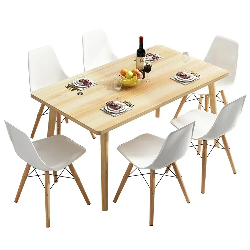 

Wooden Top Reception Stand Mesa De Comedor Home Furniture Restaurant Dressing Dining Table 6 People Console Computer Side Table