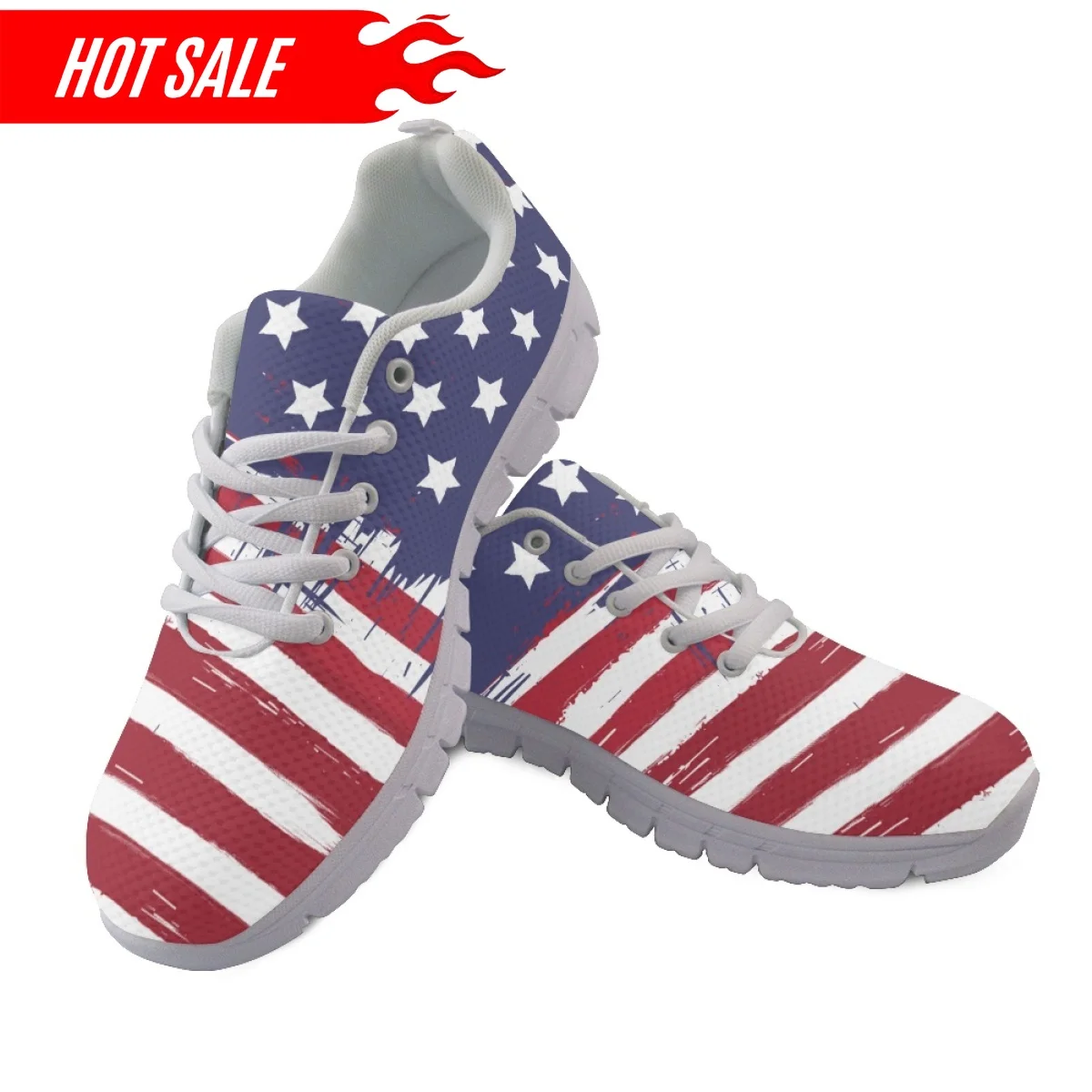 New Style Women's Athletic Shoes Casual Sneakers USA Flag Design Female Casual Flats Shockproof Light Footwear 2023