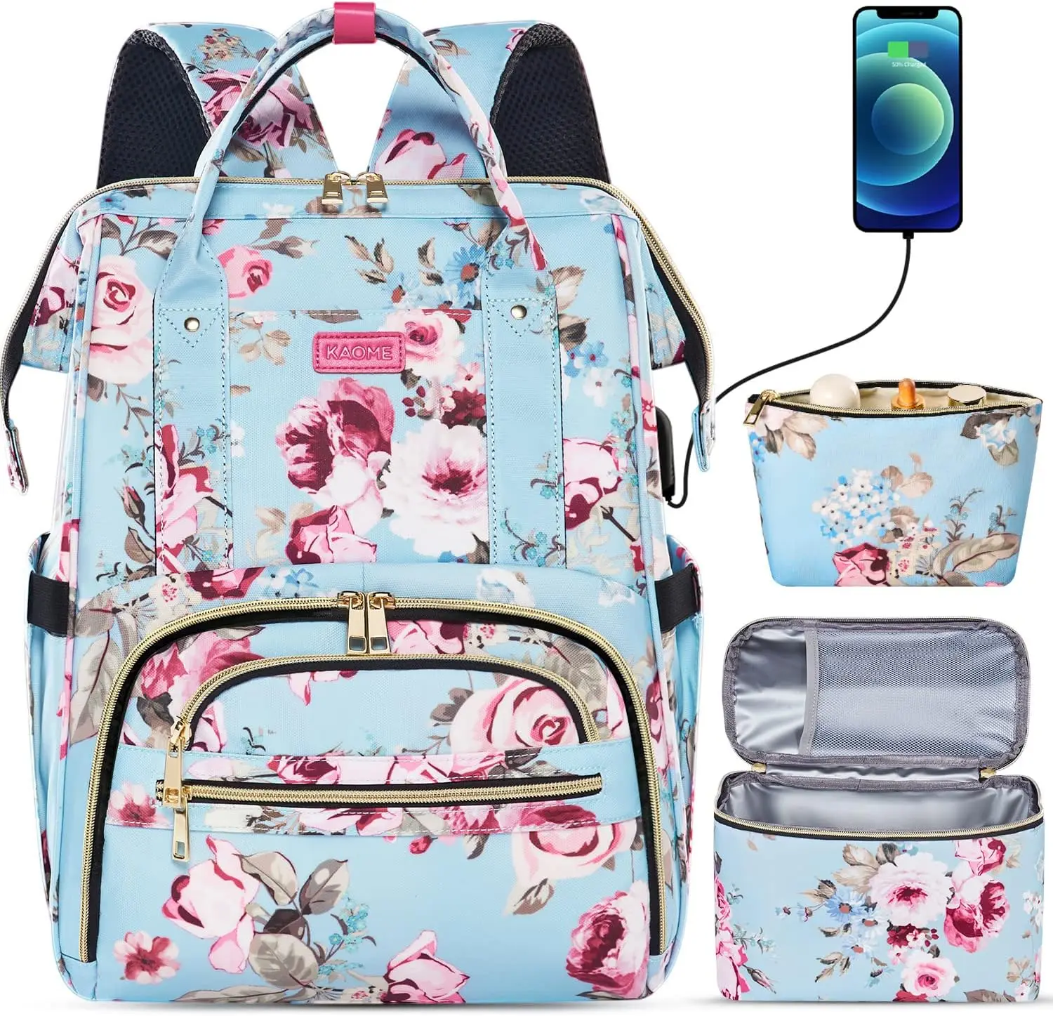 

Lunch Backpack for Women 15.6 Inch Laptop Backpack with USB Port Insulated Lunch Bag Waterproof Daypack Anti-theft Work Travel