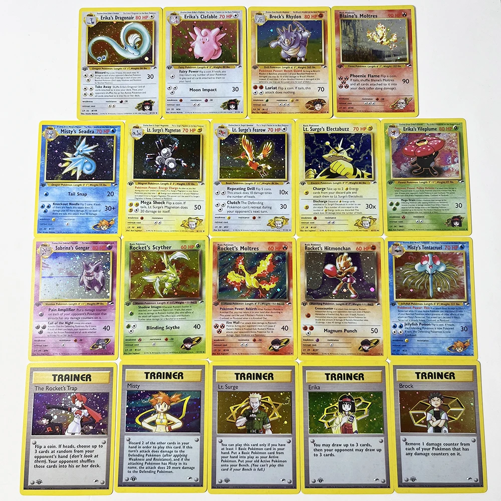 55PCS/Box PKM PTCG-X Whole Set Proxy Game Cards Gym Heroes G1 Gym ChallengeG2 Foil Cards Includes Japanese Galar Charizard Lugia