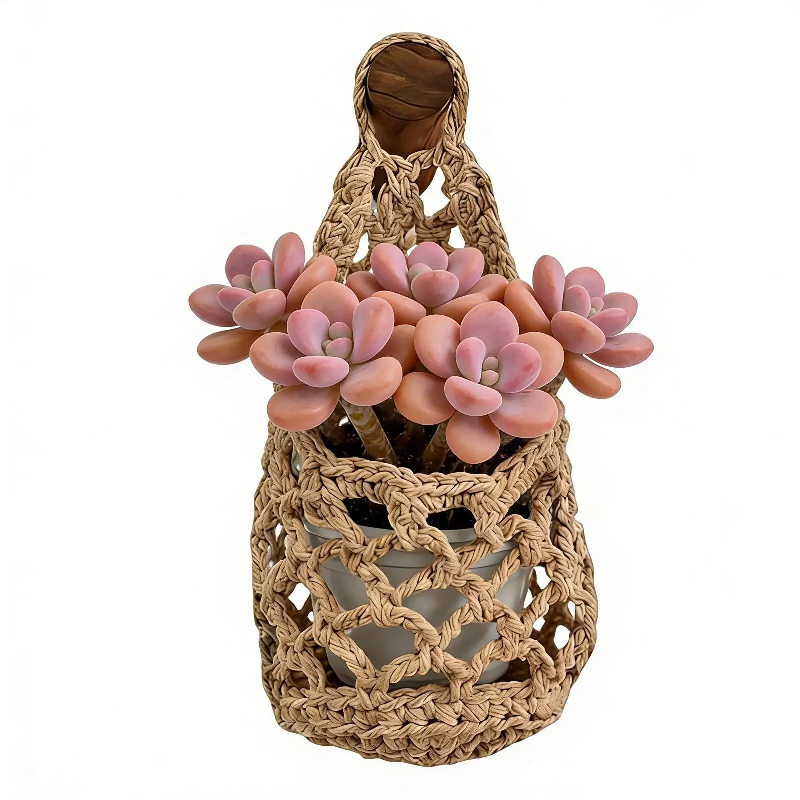 

Подвеска для растений в стиле макраме, маленькая, в стиле бохо, из хлопкового плетения, настенный декор, подвесной цветочный горшок для двери, квартиры, офиса