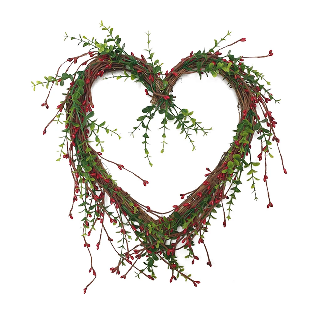 

Heart Wreath Handmade Natural Grapevine Wreaths Rustic Twig Red Berry Garland For Valentine’s Day Wedding Party Christmas