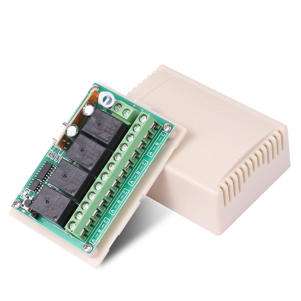 Universal Relay Module Receiver 433.92Mhz DC 6V 12V 24V 10A 4CH EV1527 Wireless Remote Control Switch 33.92Mhz for DC Motor DIY