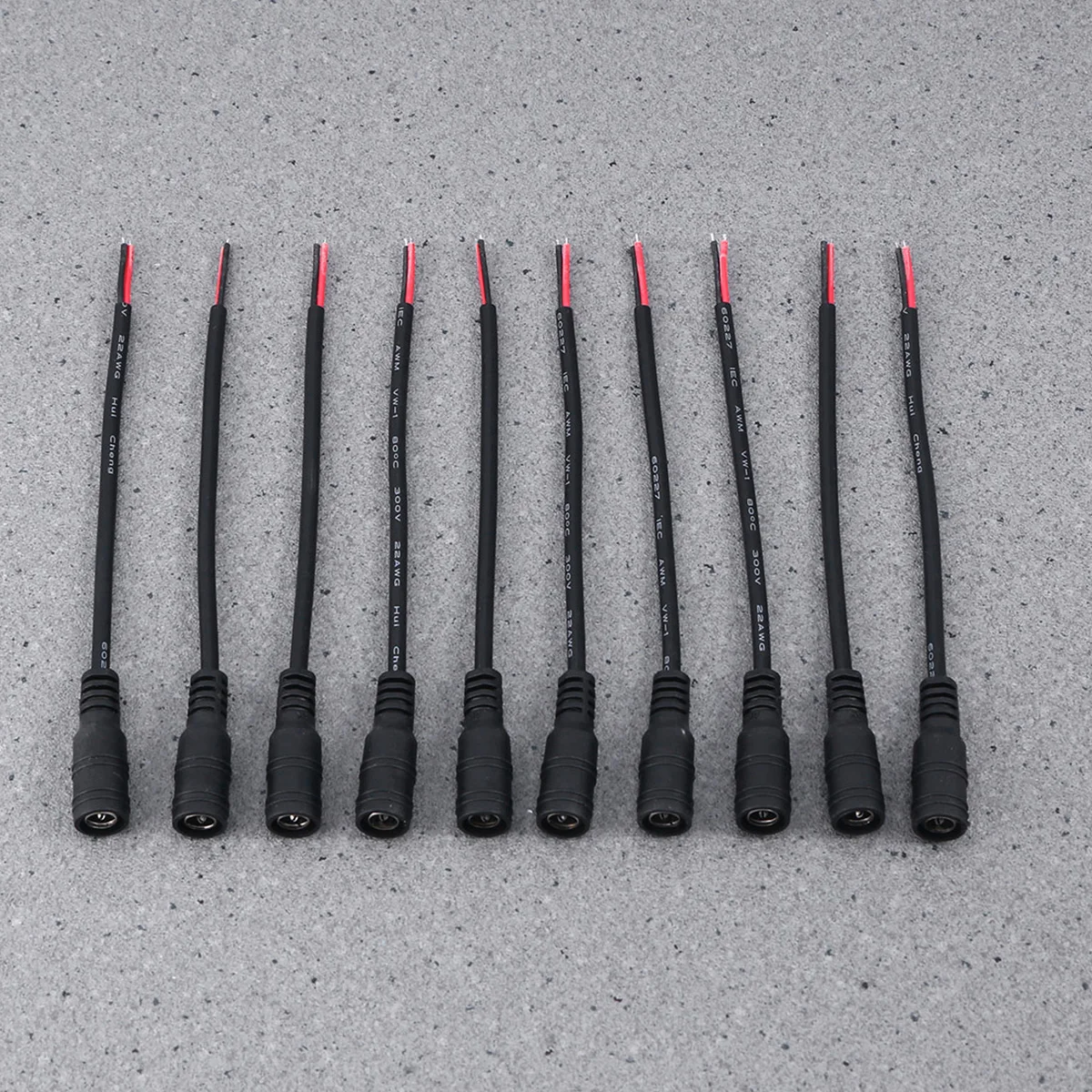 

10 Pcs 55x21mm Dc Power Jack Connectors Female Adapter Cable For Surveillance Equipment Black