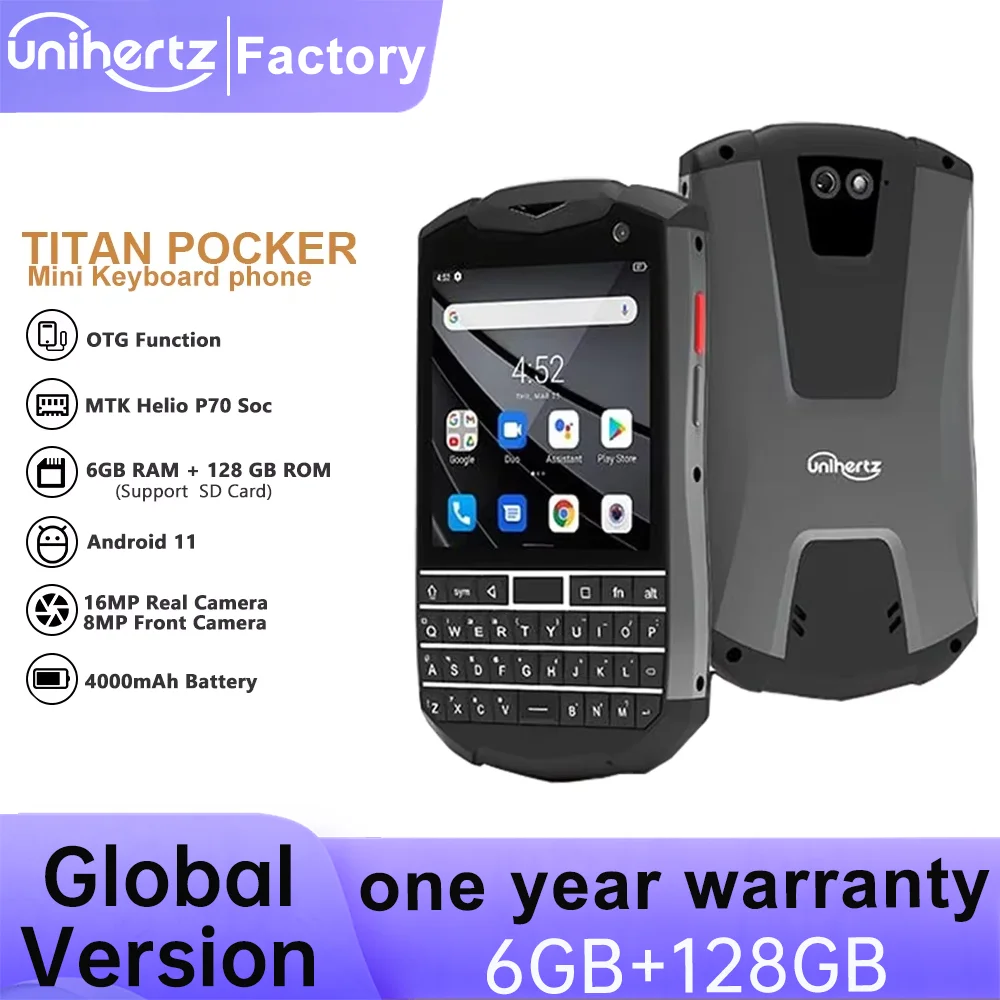 Unihertz Titan Pocket Small QWERTY スマートフォン Android 11 6GB