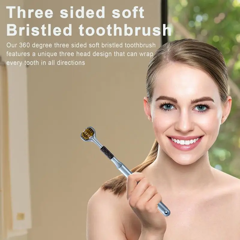 3-Sided Toothbrush Soft Bristles Ergonomic Handle Sensory Toothbrush Gentle All-Round Cleaning Toothbrushes Non-slip Manual