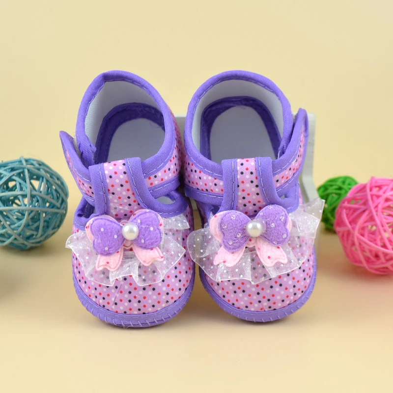 Bebê recém-nascido meninas sapatos de algodão infantil prewalker criança meninas do miúdo bowknot sola macia anti-deslizamento berço bebe primeiros caminhantes 0-18m