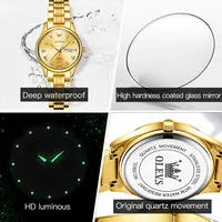 OLEVS-Montre-bracelet à quartz étanche pour femme, montres originales pour femme, acier inoxydable, luxe, or, Reloj zones bre 5