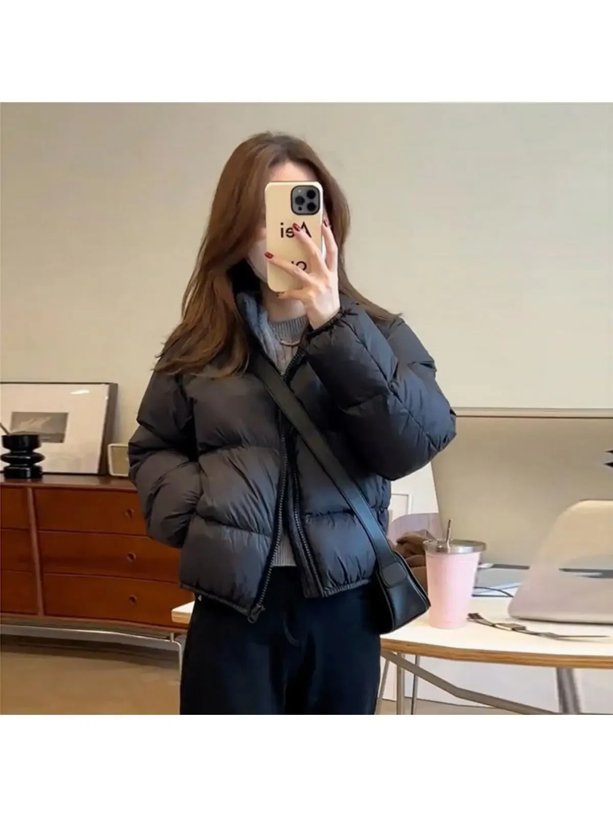 Dames Kendall Katoen Jaet ort Thiened Winter Bovenkleding Brood Sle Jas Koreaanse versie Lange Sve Pure Color