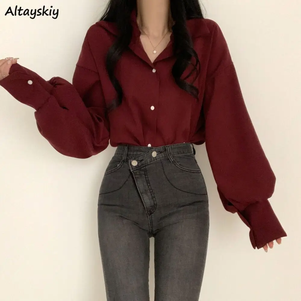 Shirts Women Loose Simple All-match Outwear Comfortable Age-reducing Korean Style Fashion Single Breasted Ulzzang Blouse Mujer