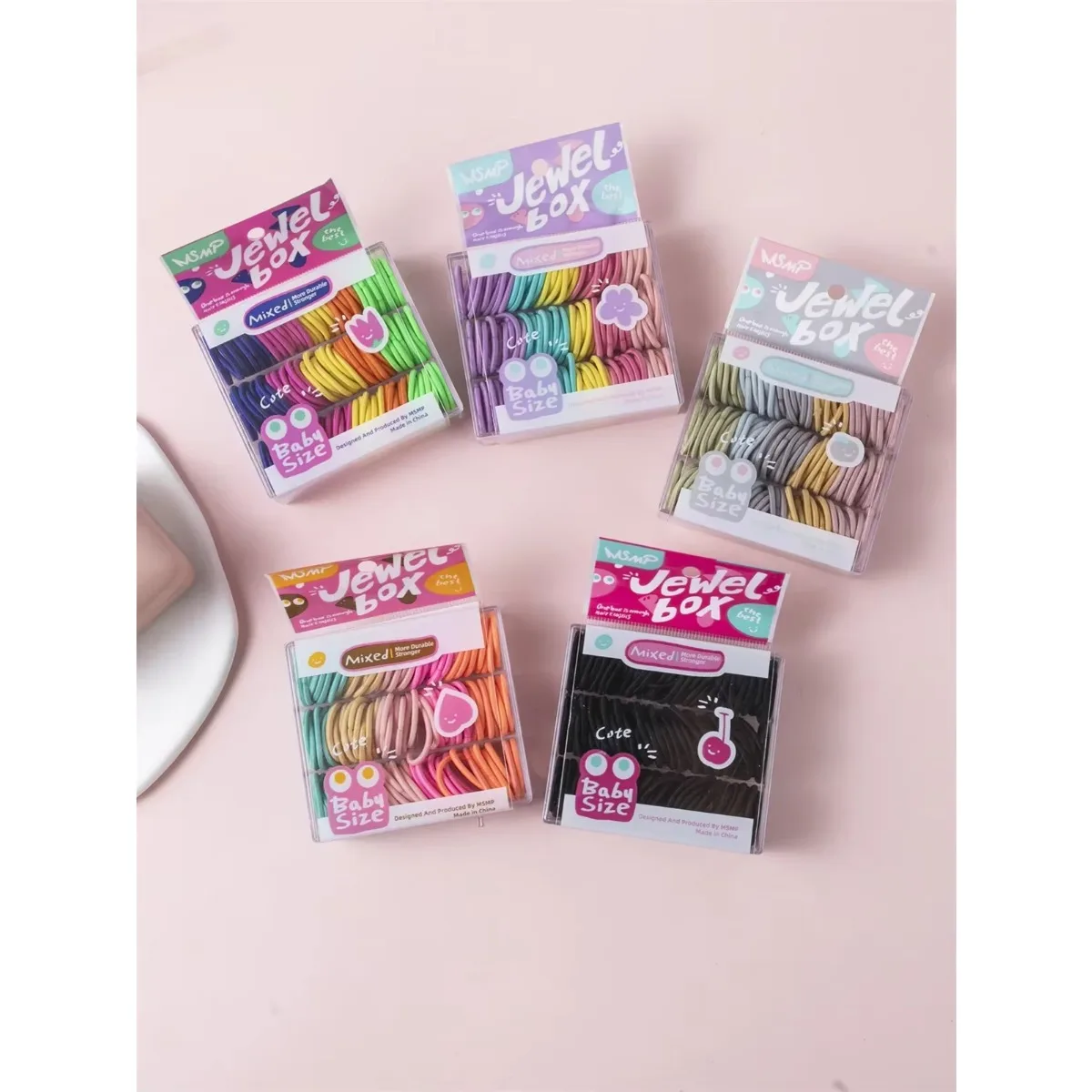 130개 한국 스타일 컬러풀 엘라스틱 헤어 타이 소녀용 포니테일 홀더 스크런치 헤어 액세서리