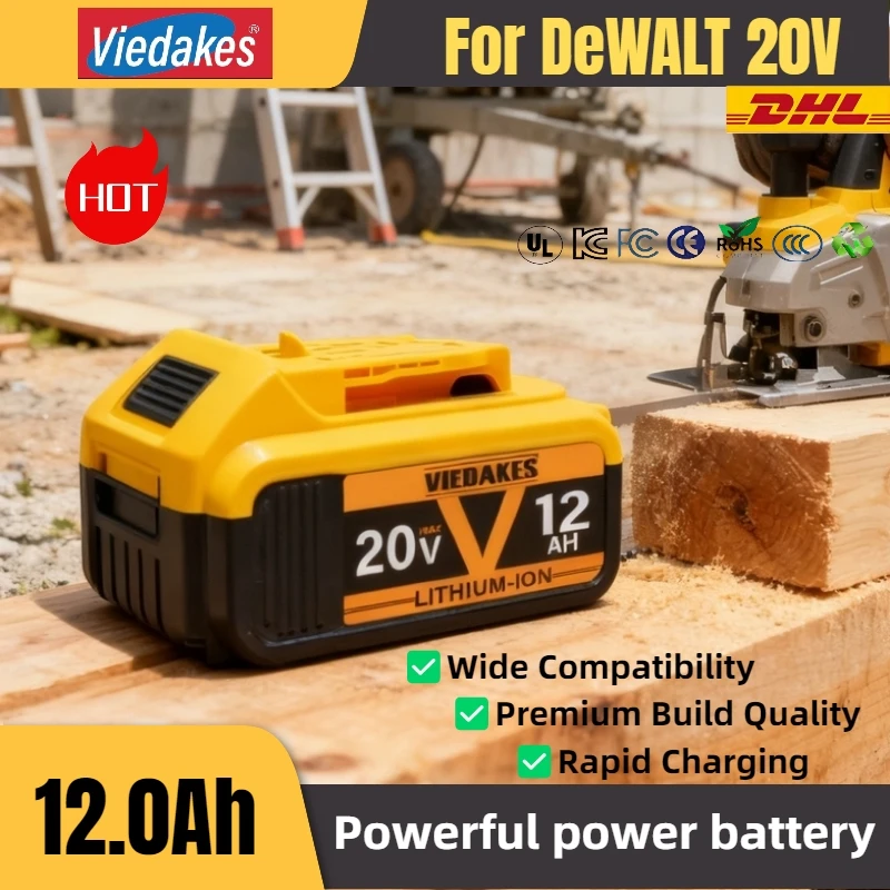 

Replacement for DeWalt 18V DCB184, DCB185 Battery, Compatible 5Ah Lithium-Ion Pack with Full Protection Circuit.