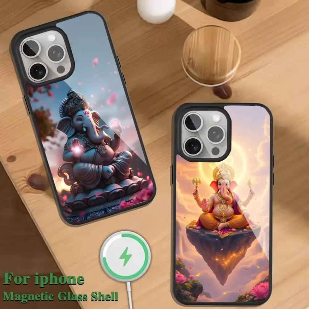 

Ganesh Elephant God India Phone Case For Magnetic Wireless Charge Cover For iphone 16 15 14 13 12 11 Pro Max Plus Coque