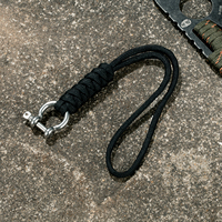 Handmade Braided Paracord Rope Keychains Metal Horseshoe Buckle Key Ring Backpack Knife EDC Lanyard Emergency Survival Tool Hook