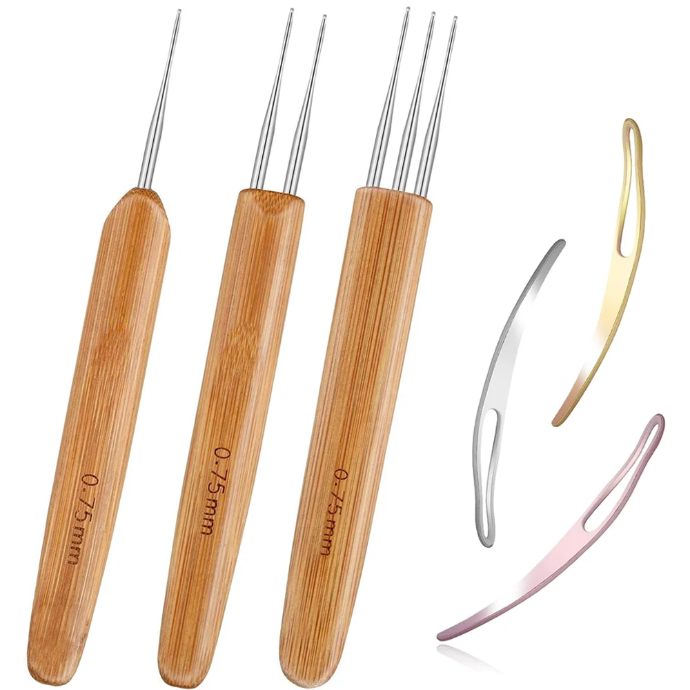 

6Pcs/set 0.5mm/0.75mm/1.0mm Dreadlock Crochet Hook Wood Crochet Needles Hair Dreadlocks Tool for Braid Craft