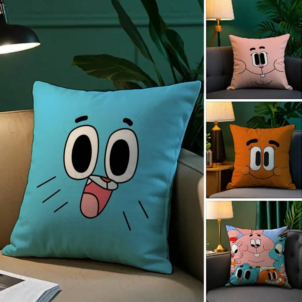 الرسوم المتحركة مذهلة العالم Gumball كيس وسادة آمنة مخصصة صور وسادة، مكافحة تتلاشى نحى الصوف وسادة، آمنة للأمهات والرضع.