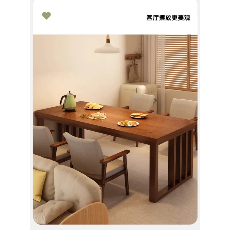 All solid wood dining table black walnut color household desk small apartment