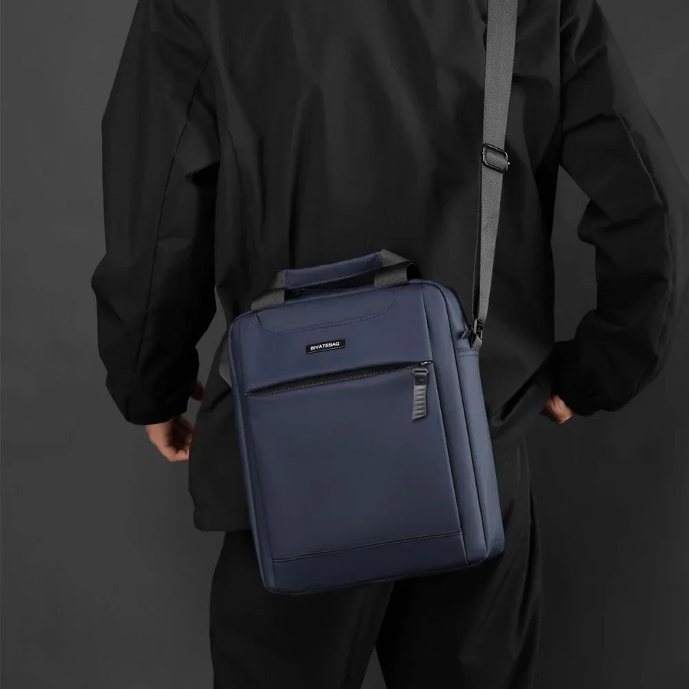 Modische, lässige Herren-Umhängetasche, koreanische Version, einfarbig, minimalistische Umhängetasche für Business, Sport, Studenten, Pendeln – Detail 7