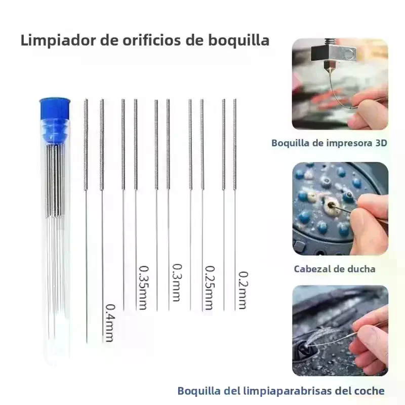 3D Printer Nozzle Cleaning Kit 0.2/0.25/0.3/0.35/0.4mm Stainless Steel Nozzle Cleaning Needles Cleaner For Car Wiper Gas Stoves