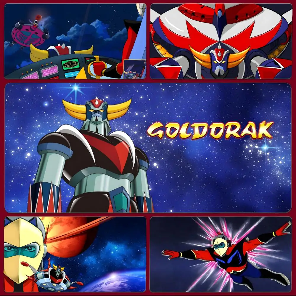 retro mecha U-UFO Robot Grendizer Mouse Pad Large Gaming Mousepad with Stitched Edges Thickened Desk Mat PC
