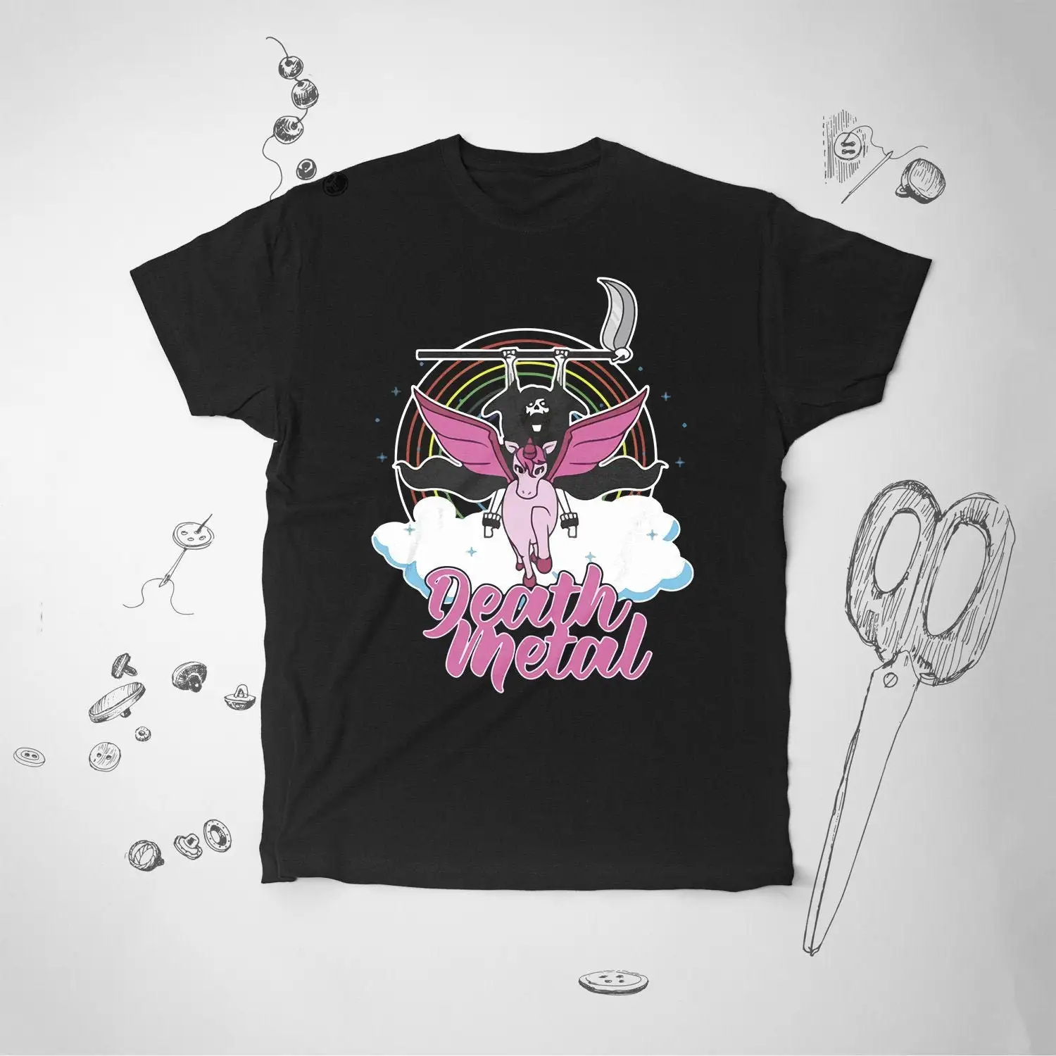 Parody shirt for Girl tee T Vintage Death Metal Unicorn Rainbow Kawaii Music Funny Humor