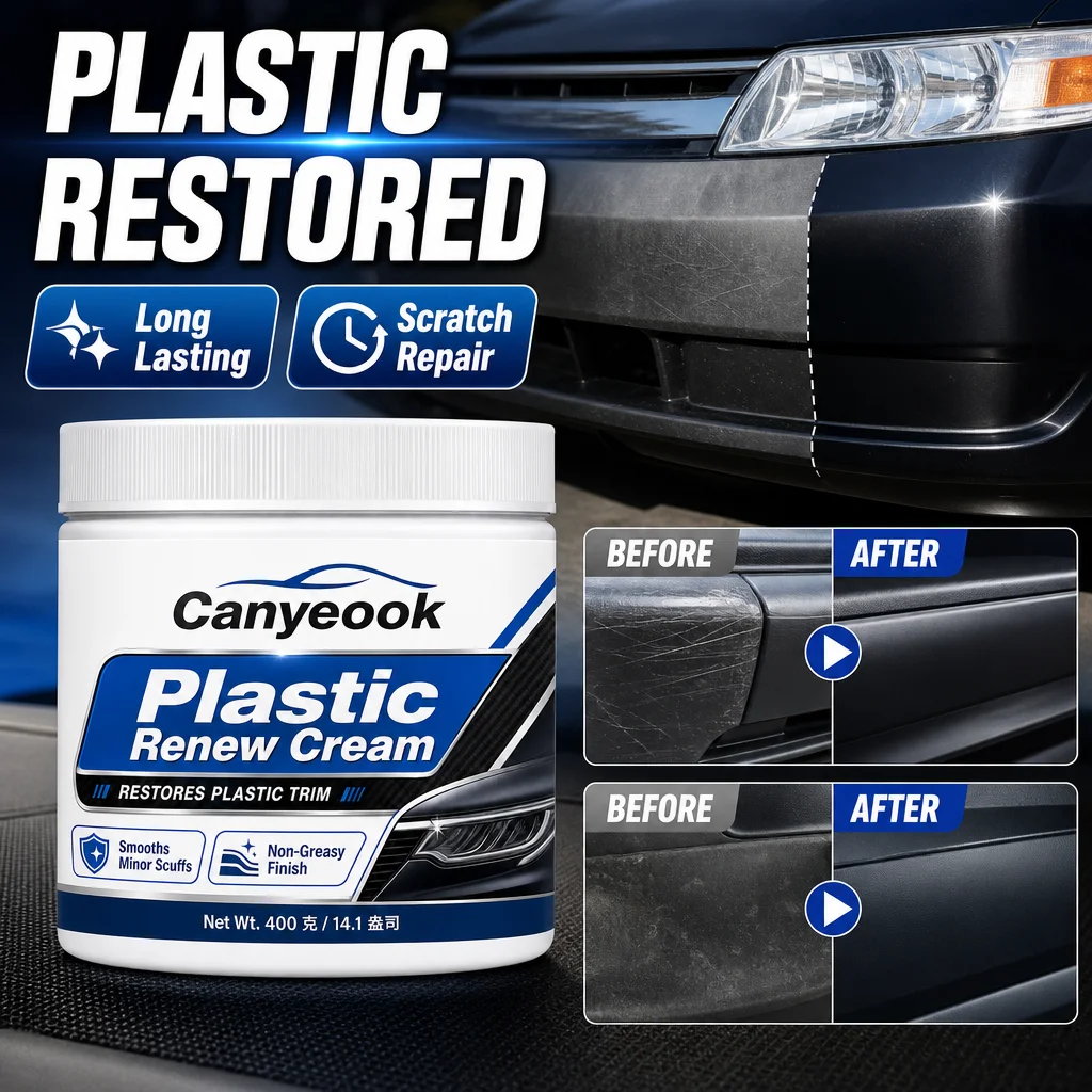 CANYEOOK Plastic Restorer Cream 400g - Restore Black Trim Remove Scratches Scuffs Protect Bumper Interior Dashboard