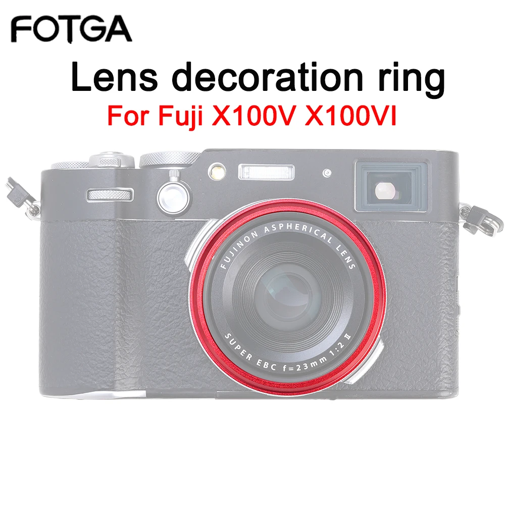 

FOTGA Lens Decoration Ring For Fuji X100V X100VI Camera Replaces For FUJIFILM Lens Decoration Ring Cap Black Red Grey color Ring