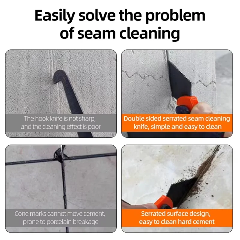 돼지갈비 솔기 청소 칼 3팩 양면 시멘트 타일 클리너 그라우트 청소 도구