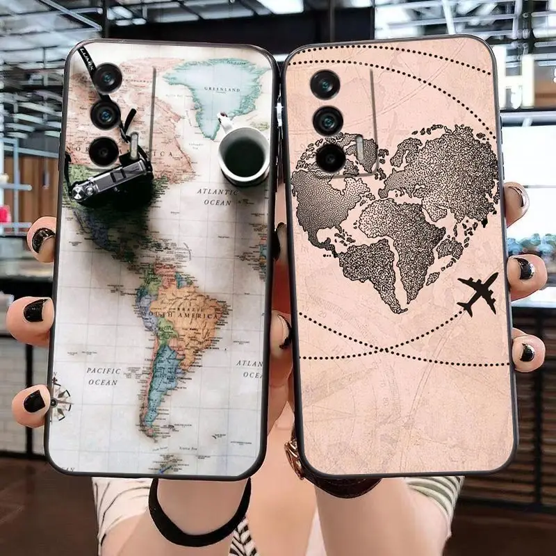 Case For OPPO Realme GT Pro Master Neo2 NARZO 50 50I 50A 5G C35 C33 C31 C30 C30S V25 V13 Case W-World M-Map Travel Airplan Plane