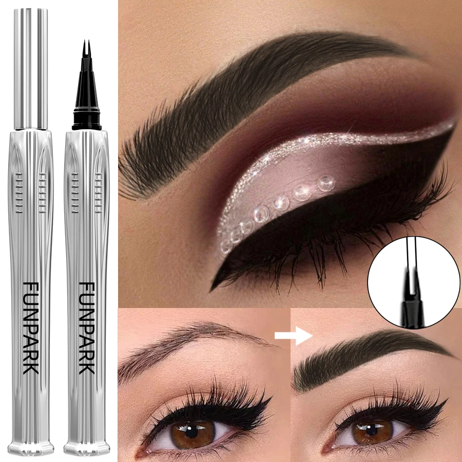 二股眉毛ペン防水防汚眉ペンシル 7 色韓国メイク 1pc 防水プロ化粧品