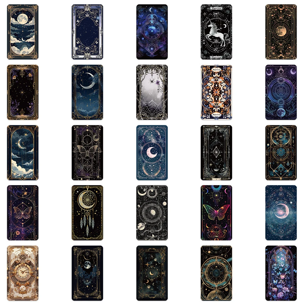 10/30/50pcs Cool Dark Mysterious Space Moon Stickers Aesthetic Tarot Goth Decal Graffiti Luggage Laptop Phone Decoration Sticker