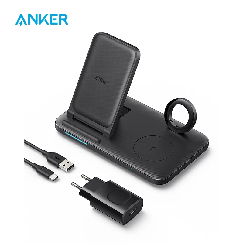 Anker 335 Wireless Charger 3-in-1 Station with Adapter wireless chargers for  airpods for  iPhone 13/iPhone 12 for apple watch