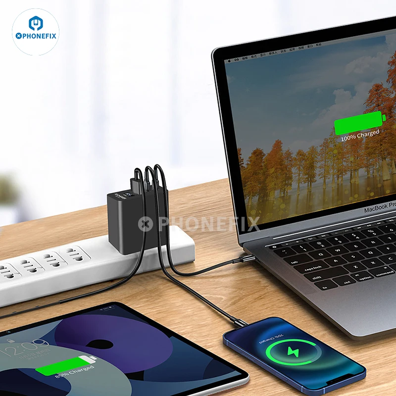 i-Helper-cargador de pared de 65W GaN para lámpara de escritorio, Banco de energía, Altavoz Bluetooth, auricular, pulsera inteligente, ventiladores pequeños