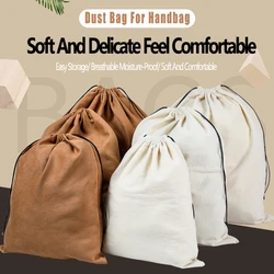 Micro Suede Drawstring Packaging Large Bag Stripe Reusable Custom Fabric Shoe Bag Storage Purse Dust Bag For Handbag Luxury