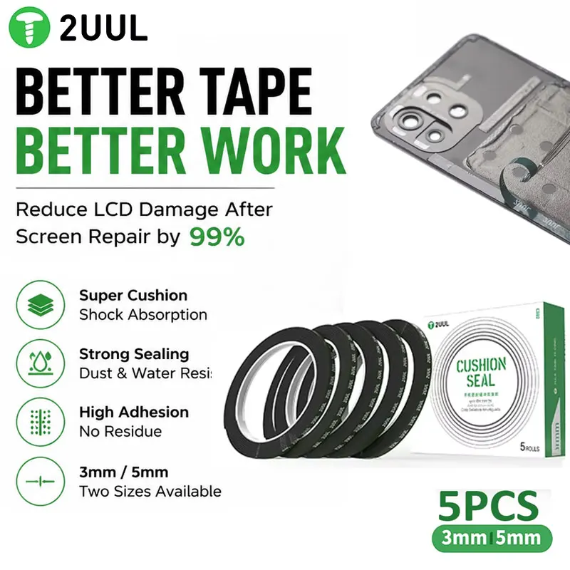 2UUL CS01 CS02 LCD Screen Repair Tape Foam Double Sided Cushion Seal Tape 3mm 5mm for Phone Frame Back Cover Repair
